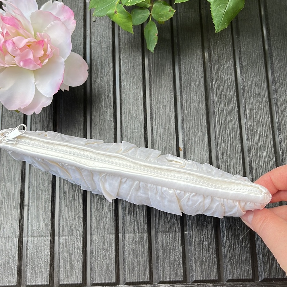 Ivory Ruffle Makeup Bag - Picture 7 of 12